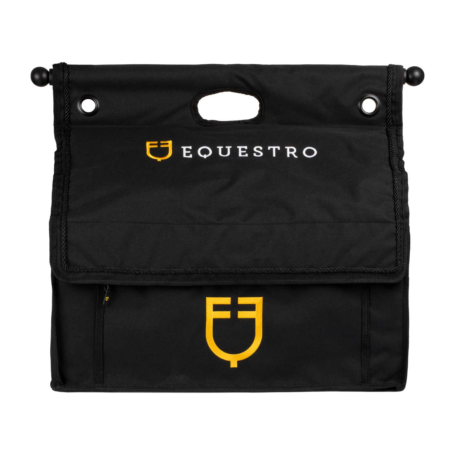 EQUESTRO - Sac de pansage grooming avec barre pro en toile solide NOIR