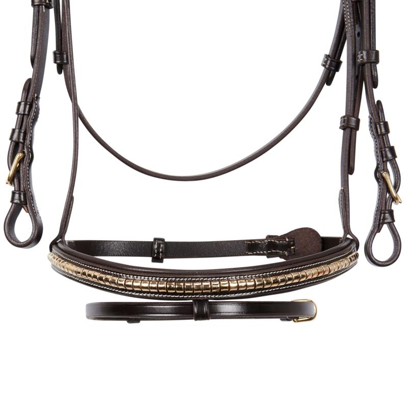 EQUESTRO - Bridon clincher anatomique à muserolle combinée cuir italien PONEY NOIR Clincher ARGENT