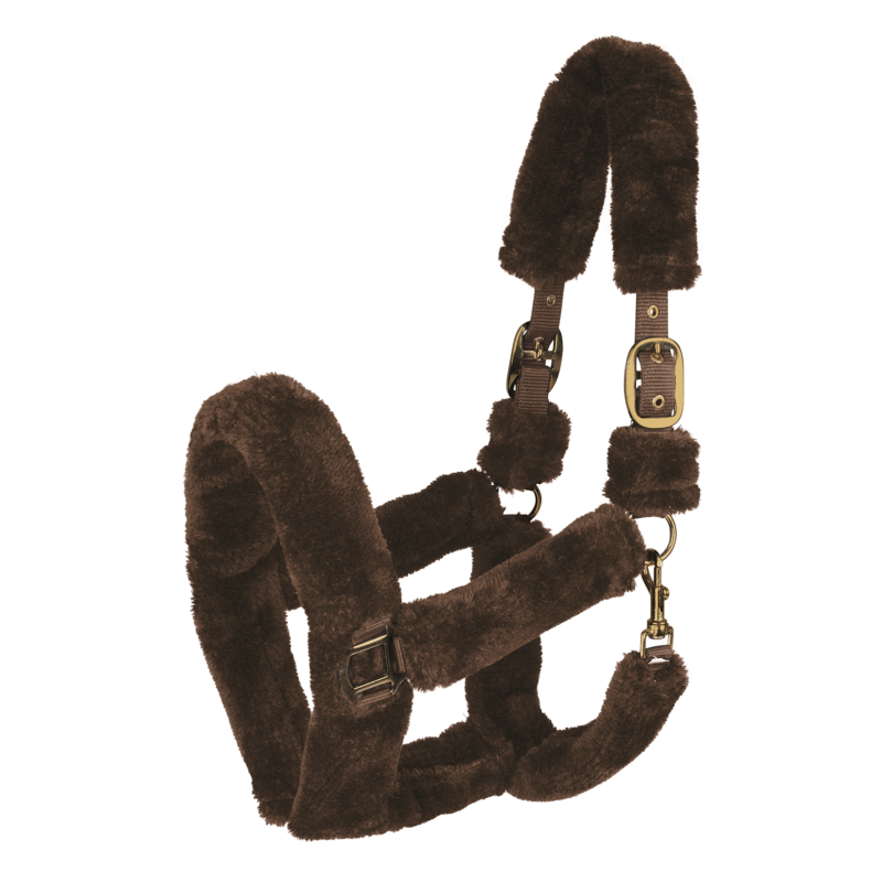 WALDHAUSEN- Licol Doublé Mouton avec Mousquetons COZY PONEY NOIR boucles Argent