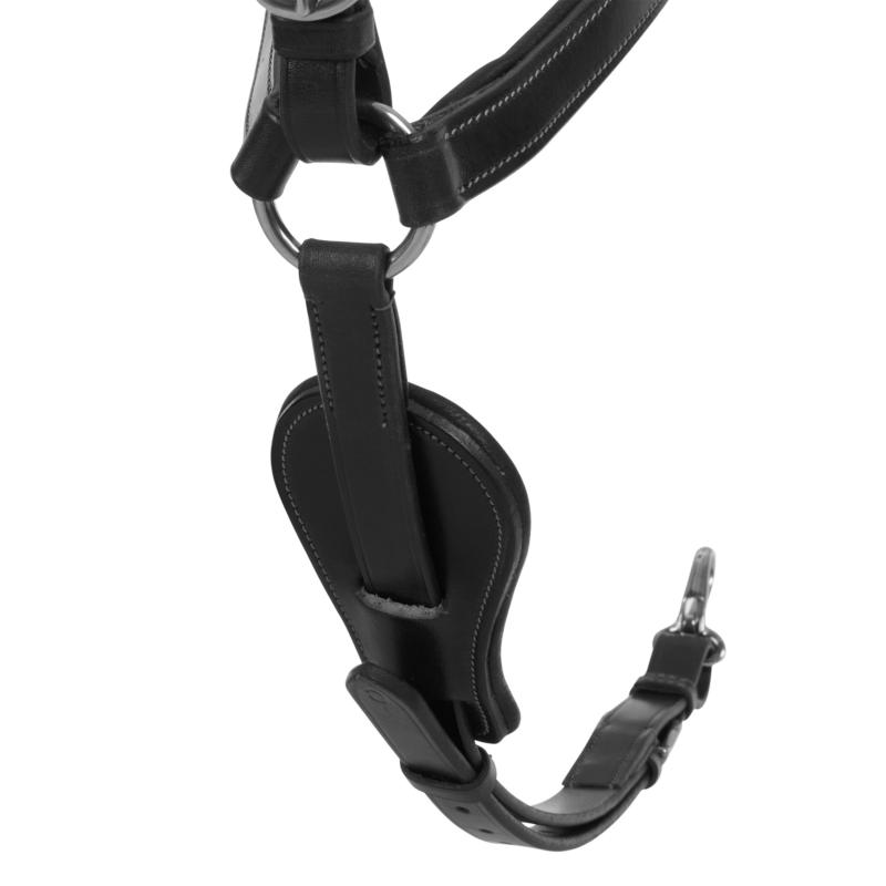 ACAVALLO - Collier de Chasse Anatomique 5 Points en Cuir Italien COB NOIR