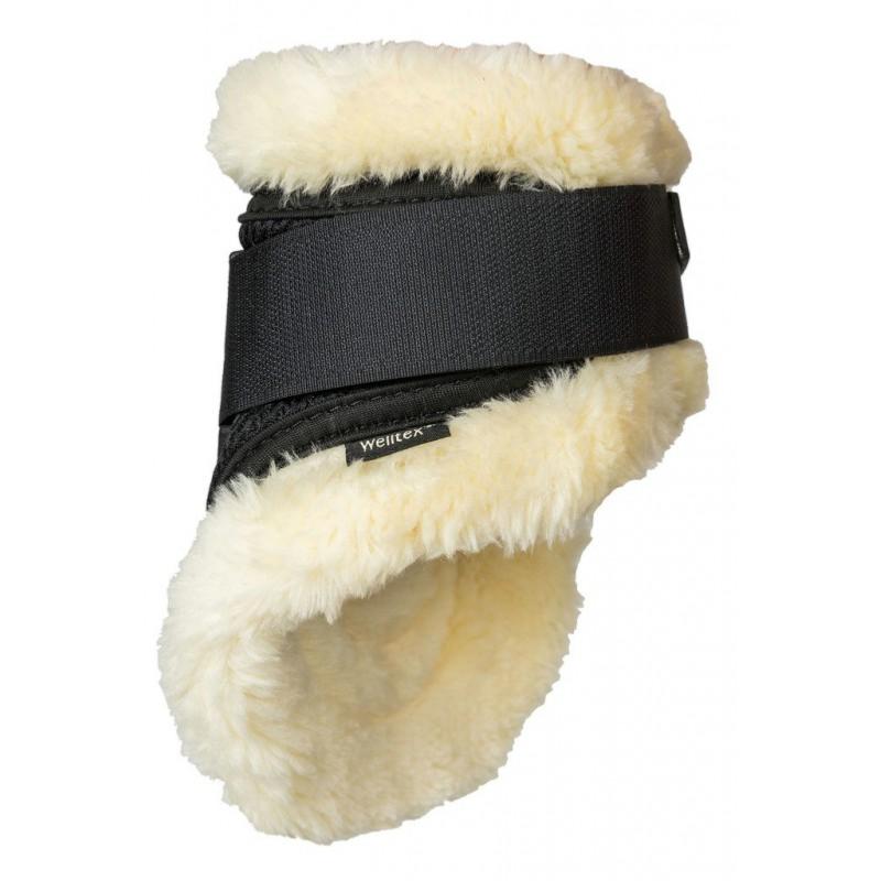 EQUITHEME - Protège Boulets à Coque intérieur Mouton BOA NOIR TAILLE PONEY