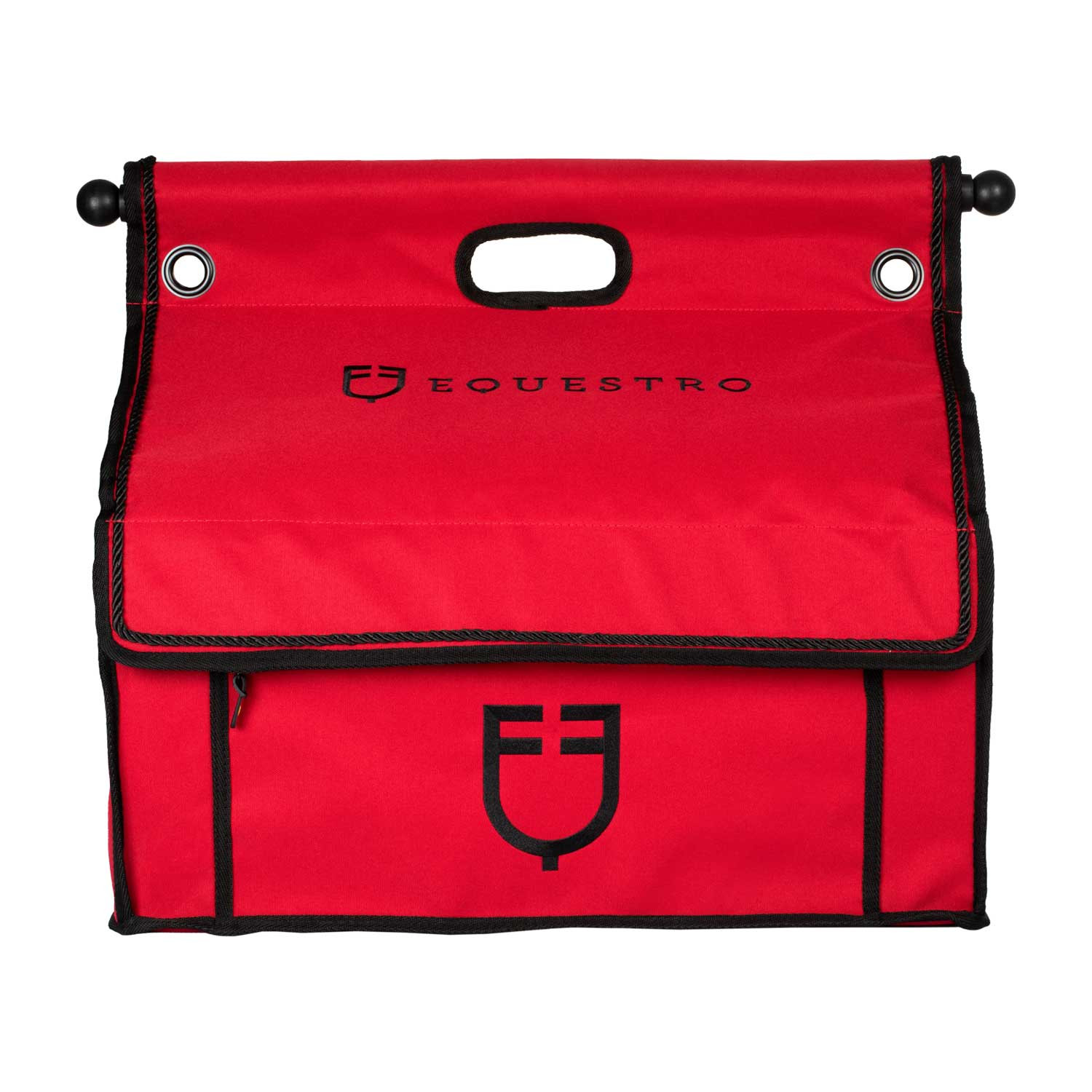 EQUESTRO - Sac de pansage grooming avec barre pro en toile solide NOIR