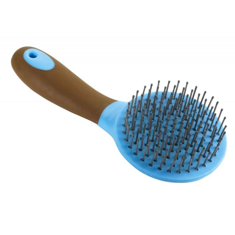 Brosse à Crins Ronde Poignée GRIP, HIPPOTONIC GRIS