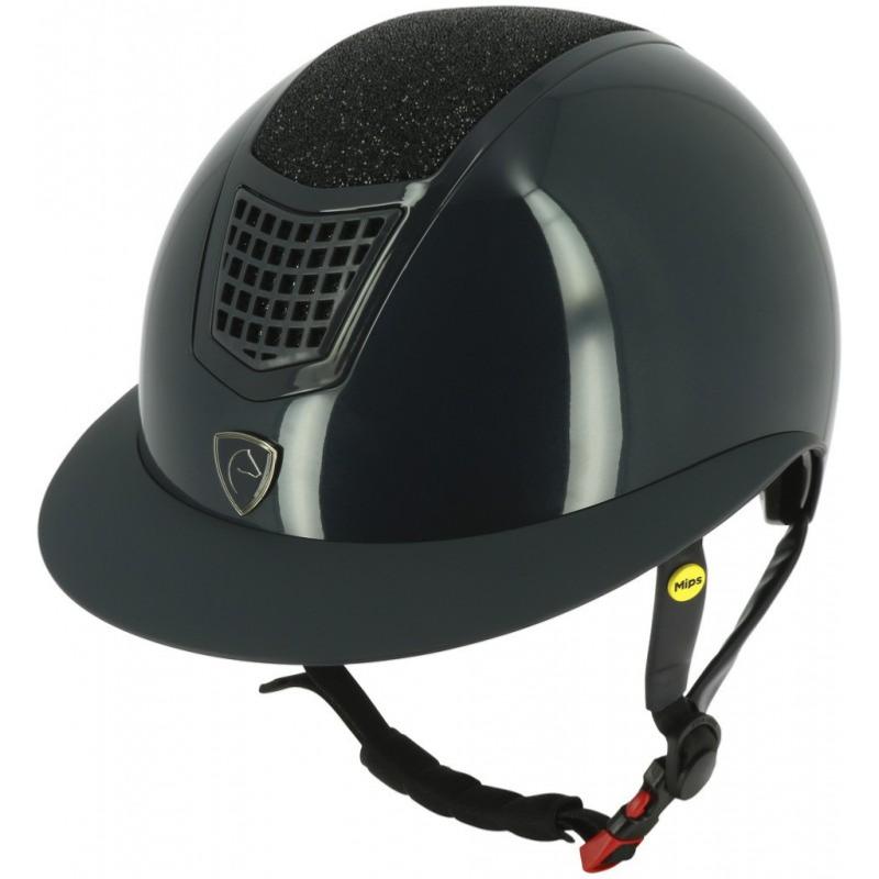 EQUITHEME - Casque AIRY LM Technologie MIPS Anti Impacts Multidirectionnels Taille S 53/55 CM NOIR CARBONENE