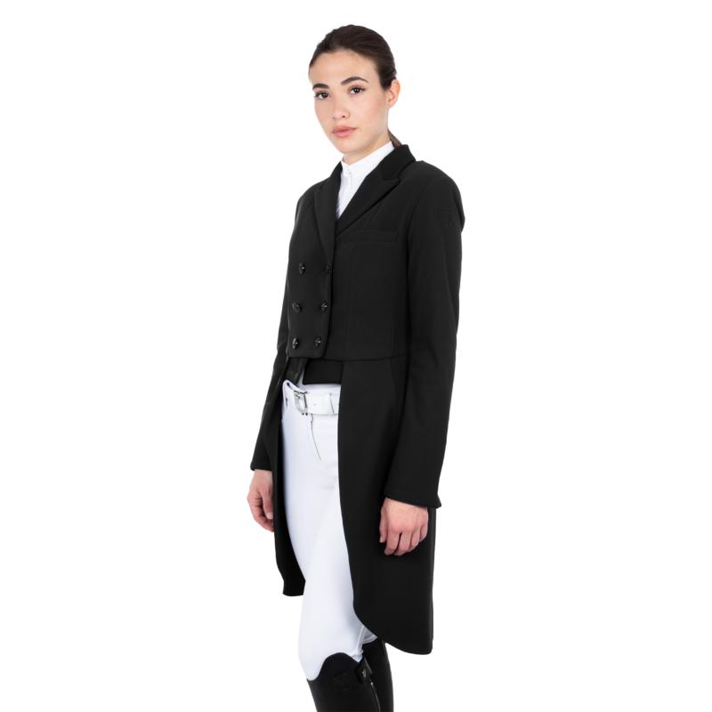 EQUESTRO - Veste de Dressage Longue en Stretch pour Concours, XXS FEMME NOIR