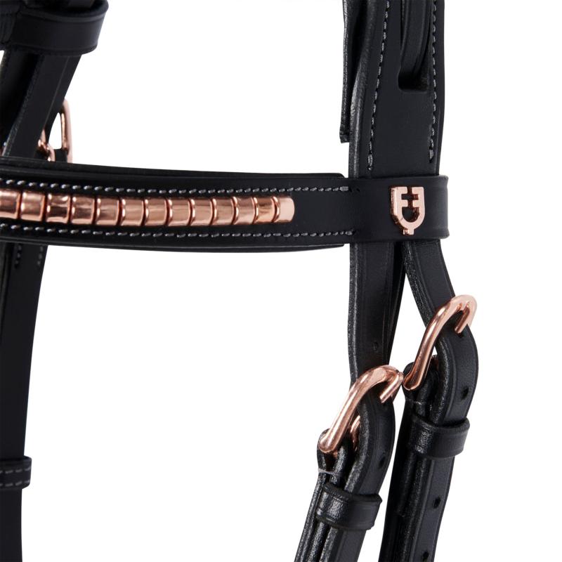 EQUESTRO - Bridon clincher ROSEGOLD anatomique à muserolle combinée PONEY NOIR