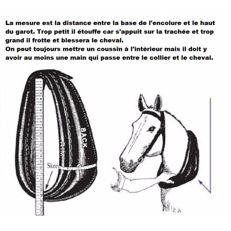 Collier Anglais d'Attelage en Cuir Poney à cheval de trait PONEY 44 CM