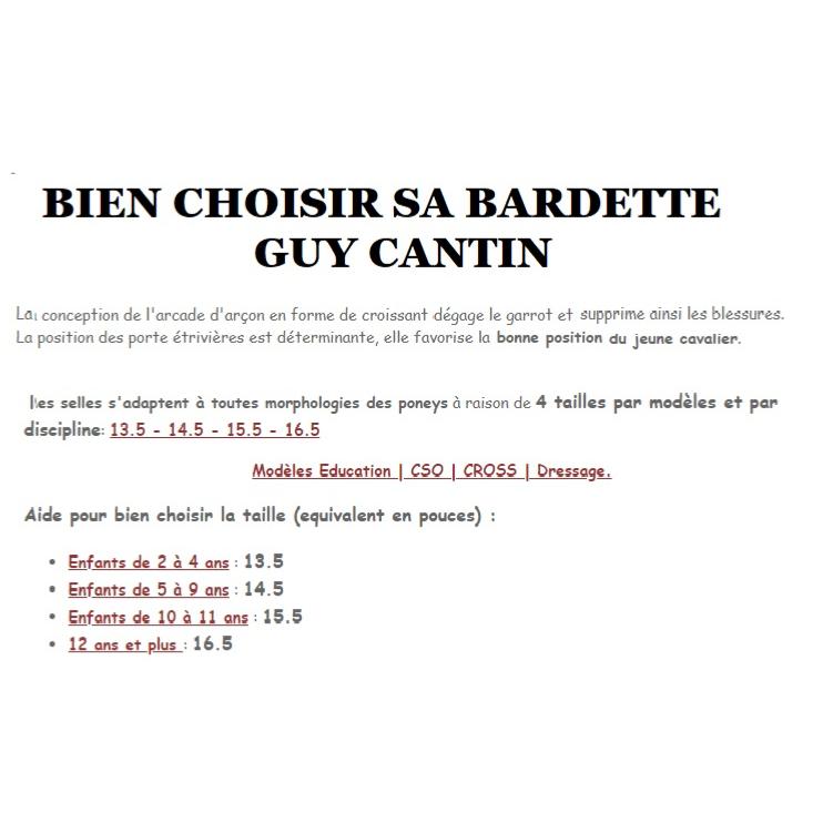 GUY CANTIN - Selle bardette Evolution éducative en cuir 14.5'  (Siège 41.5 cm) CUIR NOIR