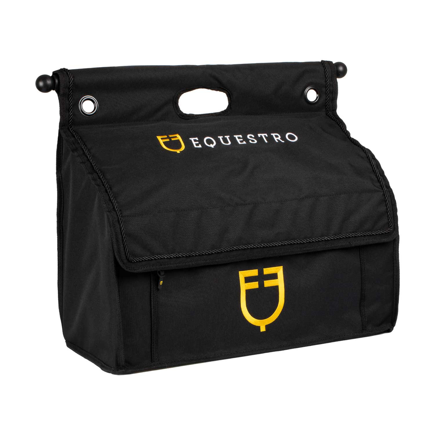 EQUESTRO - Sac de pansage grooming avec barre pro en toile solide NOIR