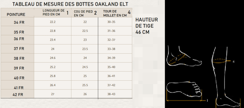 ELT - Bottes d'Ecurie Hautes Fourrées en Cuir, OAKLAND CHOISIR UNE POINTURE