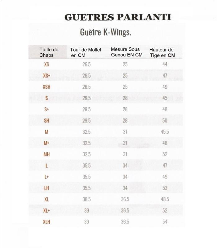 Mini Chaps en Cuir Italien Grainé K Wings, PARLANTI XS (Mollet 26.5/Tige 44)