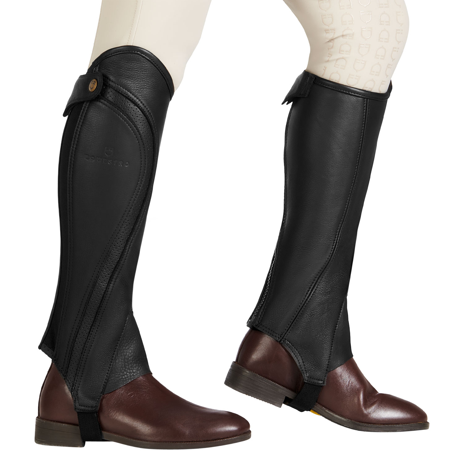 EQUESTRO - Mini chaps en cuir italien perforé confort SALISBURY XXS