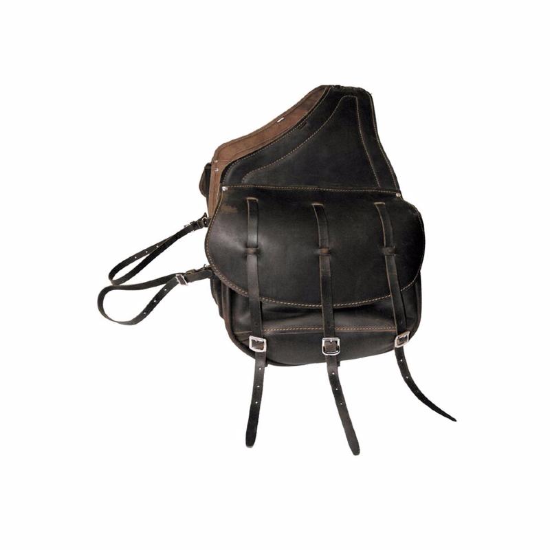 LAKOTA - Sacoches de randonnée en cuir huilé 3 Boucles NOIR