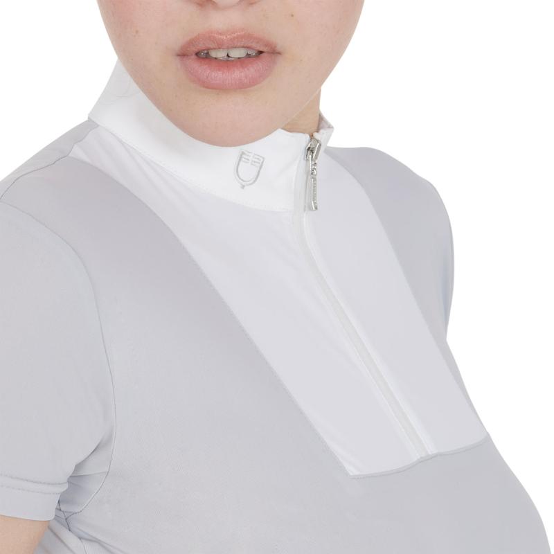 EQUESTRO - Polo de Concours à jabot blanc col zip MARIAM