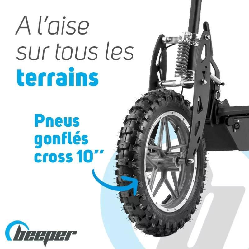 BEEPER - Trottinette Electrique Cavalier Tout terrain CROSS Avec Siège TROTTINETTE CROSS 1000W PLOMB