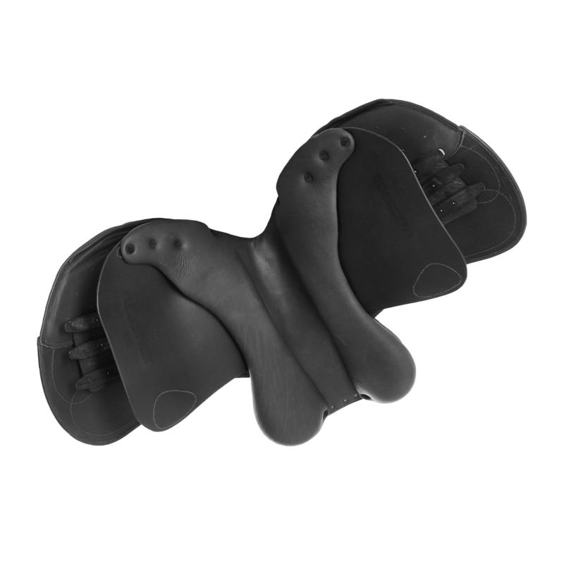 ACAVALLO - Selle Obstacle Cuir Doublé Veau Semie Creuse BOTTICELLI MAG 16.5 POUCES NOIR