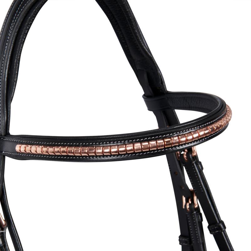 EQUESTRO - Bridon clincher ROSEGOLD anatomique à muserolle combinée PONEY NOIR