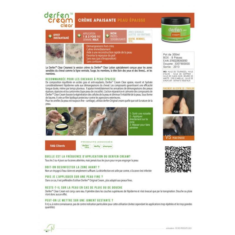 ANIMADERM- DERFEN Clear Lotion contre la Dermite du Cheval, spéciale peau Epaisse 250 ML