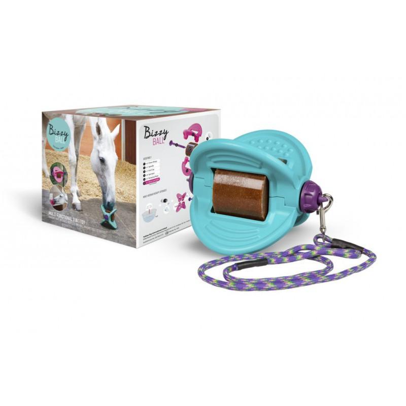 LIKIT - Support de pierre à lécher pour Cheval au Box BIZZY BALL BLEU