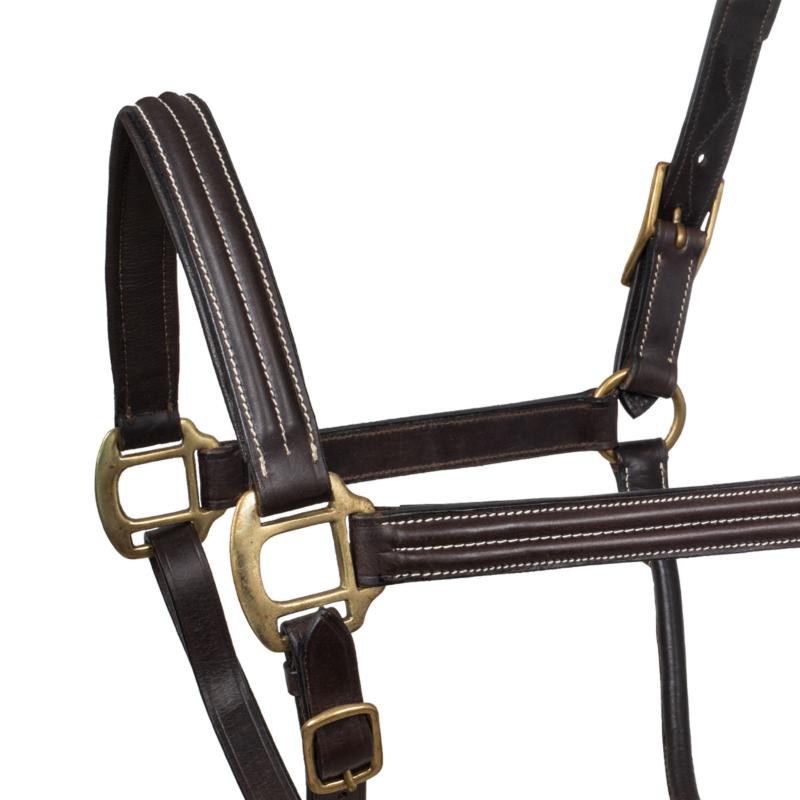 SUPREME - Licol en cuir triple épaisseur multi réglage matelassé NOIR PONEY