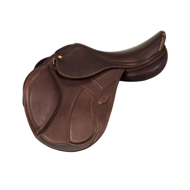 ACAVALLO - Selle Obstacle Semie Creuse cuir doublé veau MAG MODIGLIANI 16.5 POUCES NOIR