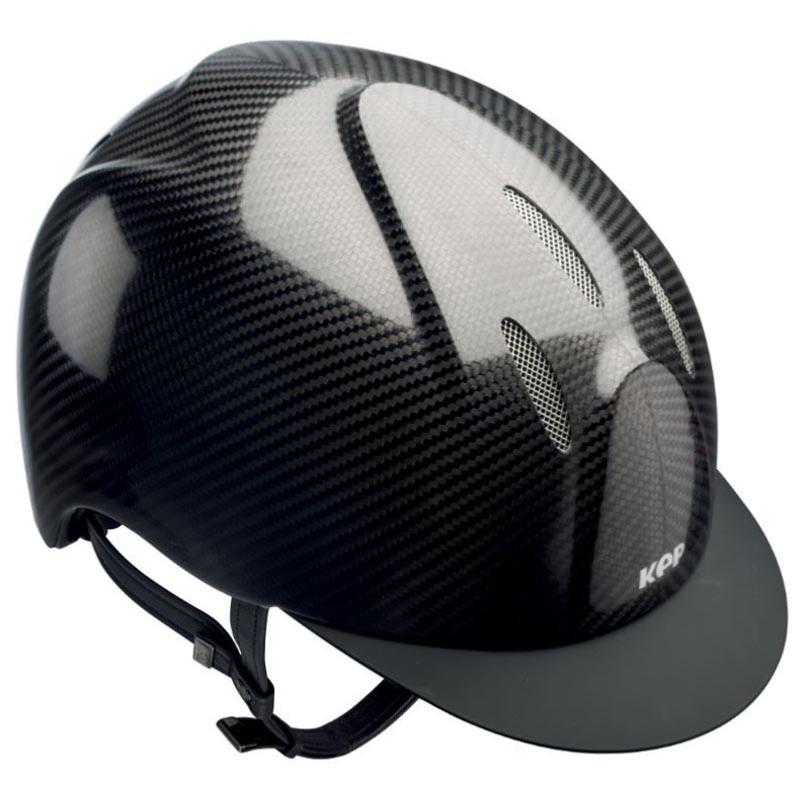 KEP ITALIA - Casque d'Equitation Coque Carbone E-LIGHT SHINY NAKED TAILLE 51 CM NOIR Visière STANDARD
