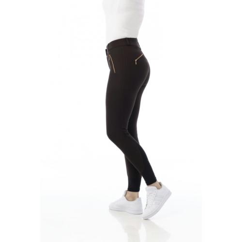 EQUITHEME - Pantalon FEMME Taille haute Zip Rosegold KENYA 
