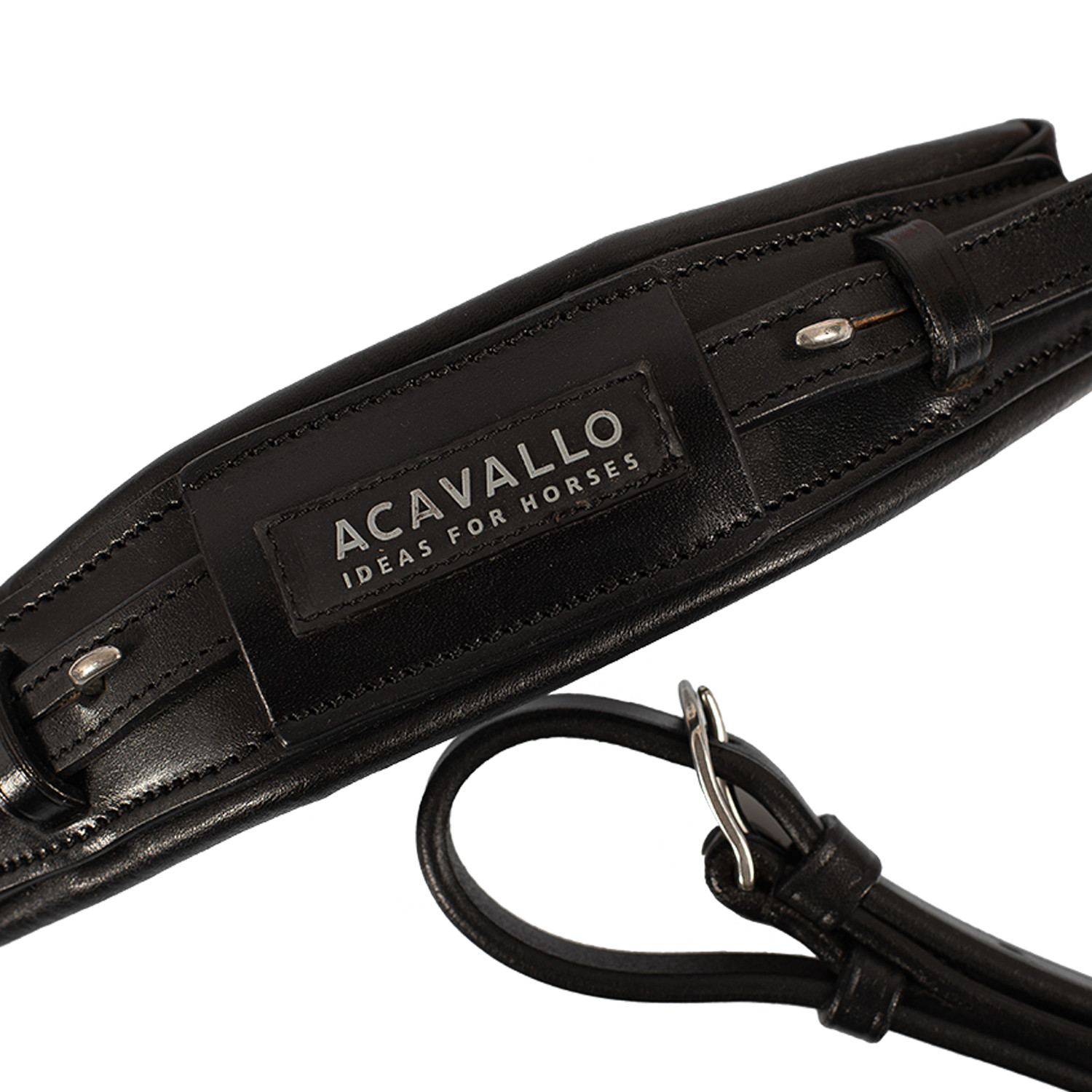 ACAVALLO - Noseband d'hackamore en cuir ALUPRO NOIR