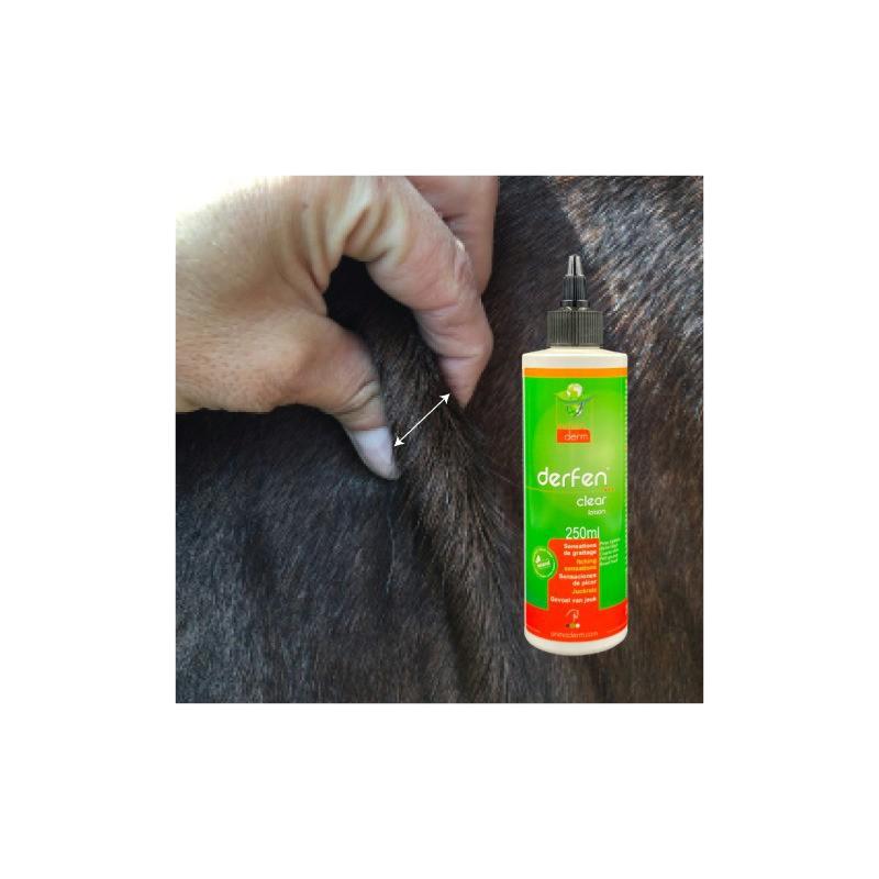 ANIMADERM- DERFEN Clear Lotion contre la Dermite du Cheval, spéciale peau Epaisse 250 ML