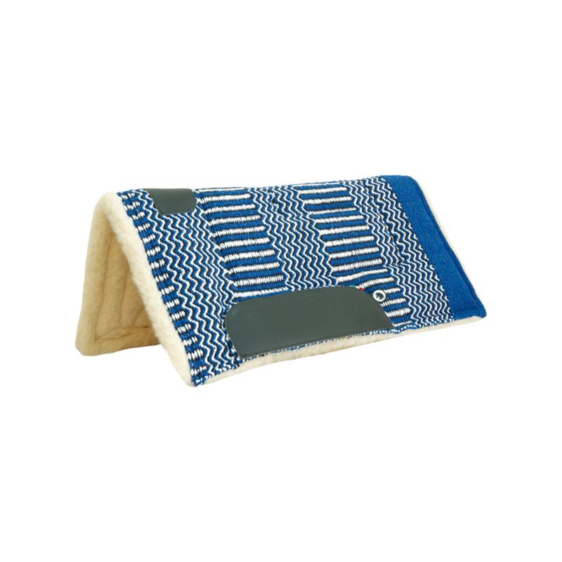 BURIONI - Tapis Western Laine et Mouton AZTEC BLEU ROI