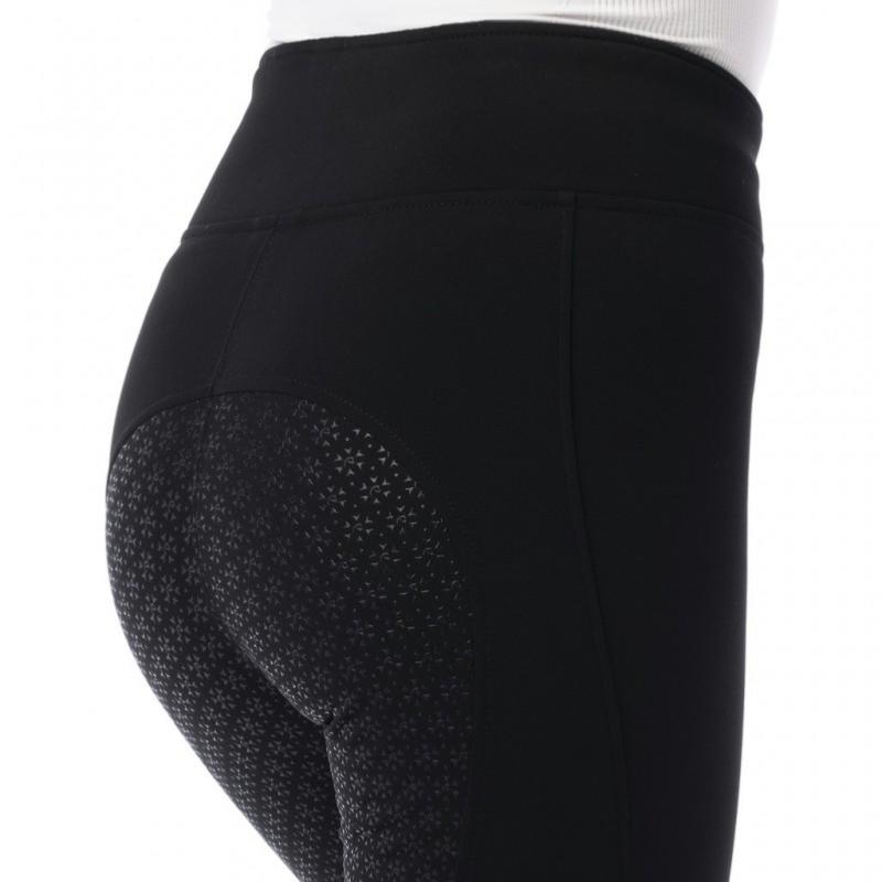 EQUITHEME - Legging Equitation Softshell à Poches Zippées DOLMYT fond Silicone 32 FR FEMME NOIR