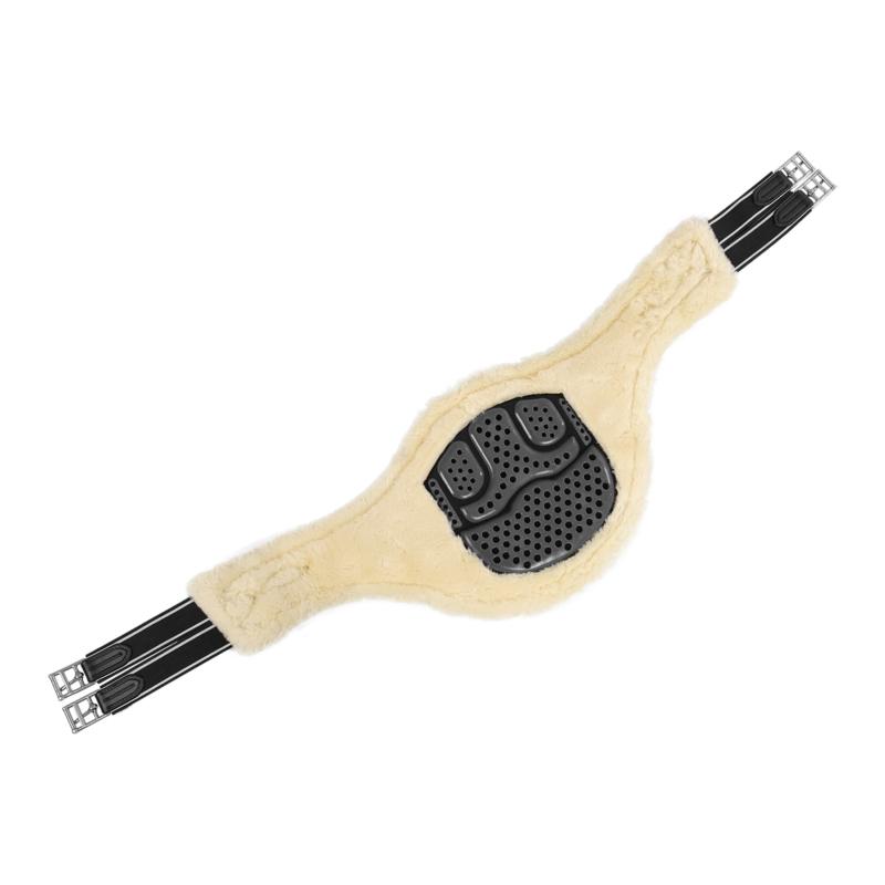 ACAVALLO - Sangle Bavette PVC avec Gel Anti Compression doublée Mouton Eco-wool 115 CM NOIR