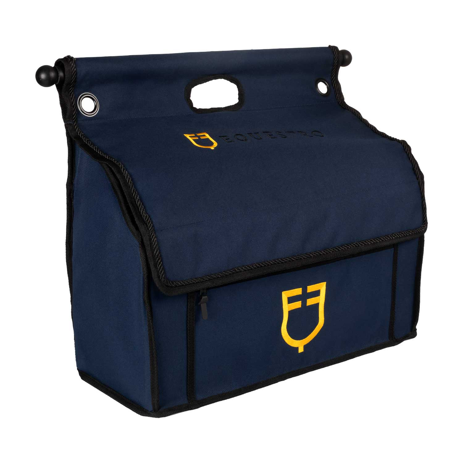 EQUESTRO - Sac de pansage grooming avec barre pro en toile solide NOIR