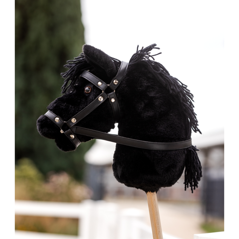 WALDHAUSEN - Hobby Horse avec bride amovible et manche bois Blacky, Toffy et Milky BLANC MILKY