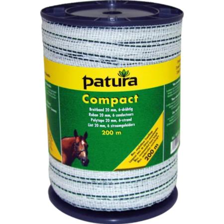 PATURA - Ruban COMPACT 20 mm  pour Clôture Electrique, Rouleau de 200 m, blanc-vert