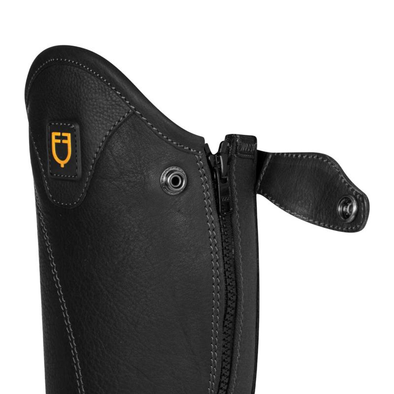 EQUESTRO - Mini Chaps en Cuir Italien souple à zip latéral MAGELLAN TAILLE XXS H35/M28.5 NOIR