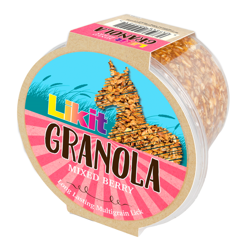 LIKIT - Pierre à Lécher MUESLI GRANOLA pour cheval au box , 550G Nature
