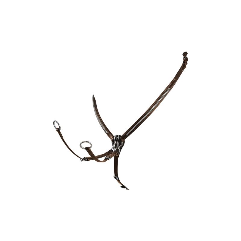 Collier de Chasse Clincher en Cuir avec Martingale, EQUESTRO NOIR Clincher ARGENT PONEY