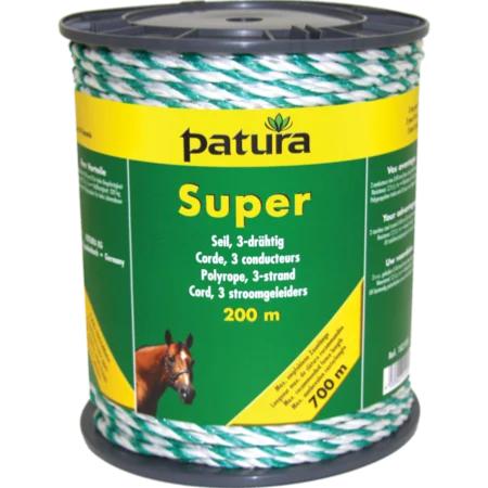 PATURA - Corde de clôture électrique SUPER L200M, blanc-vert 