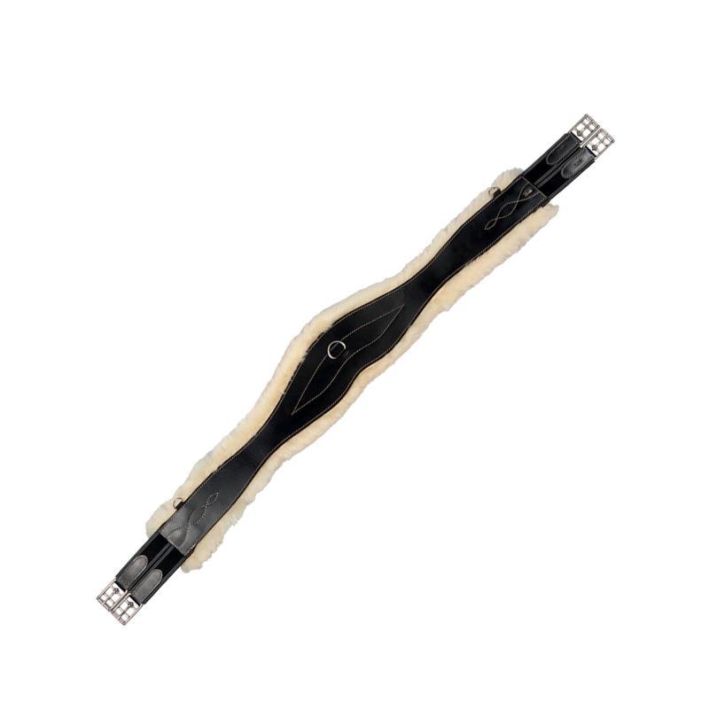EQUESTRO - Sangle en cuir doublée mouton de forme anatomique 110 CM NOIR