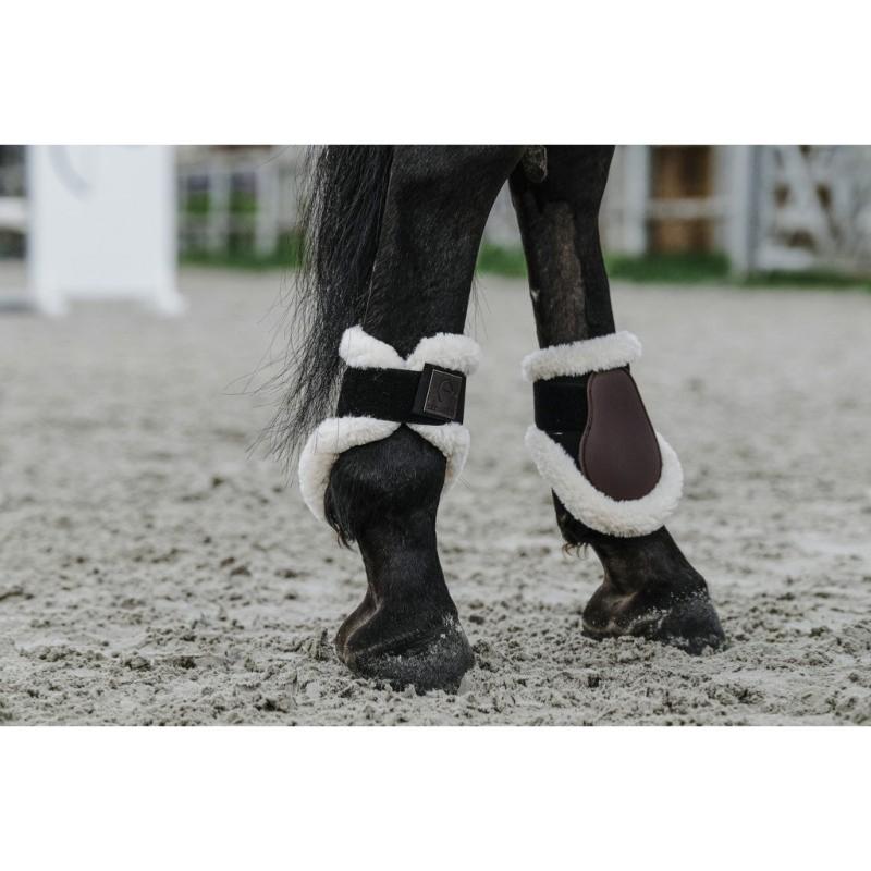 EQUITHEME - Protège Boulets à Coque intérieur Mouton BOA NOIR TAILLE PONEY