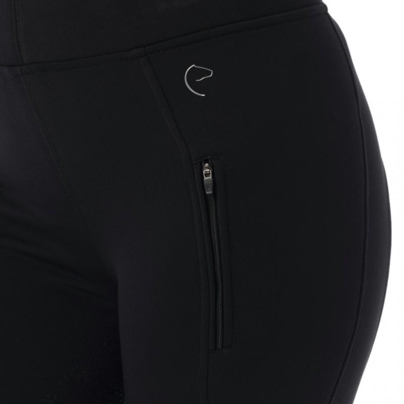 EQUITHEME - Legging Equitation Softshell à Poches Zippées DOLMYT fond Silicone 32 FR FEMME NOIR
