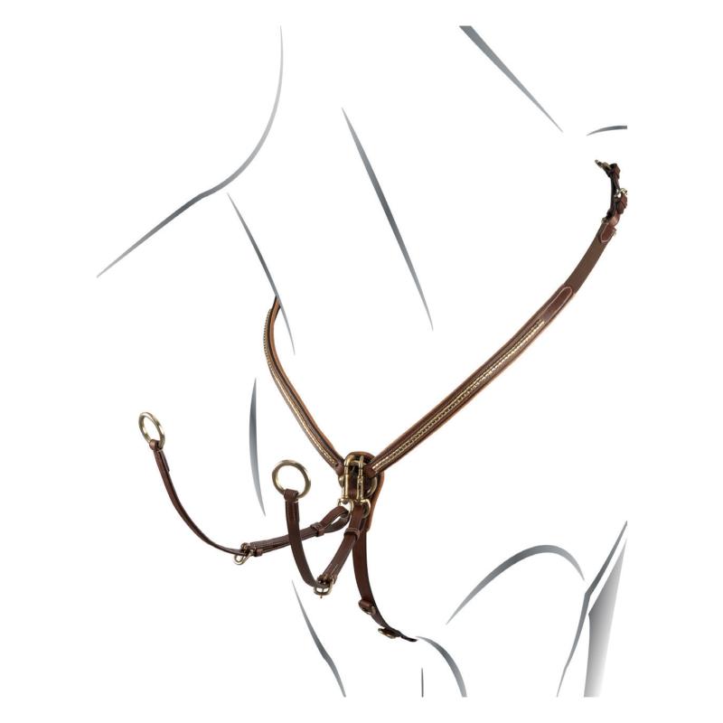 Collier de Chasse Clincher en Cuir avec Martingale, EQUESTRO NOIR Clincher ARGENT PONEY