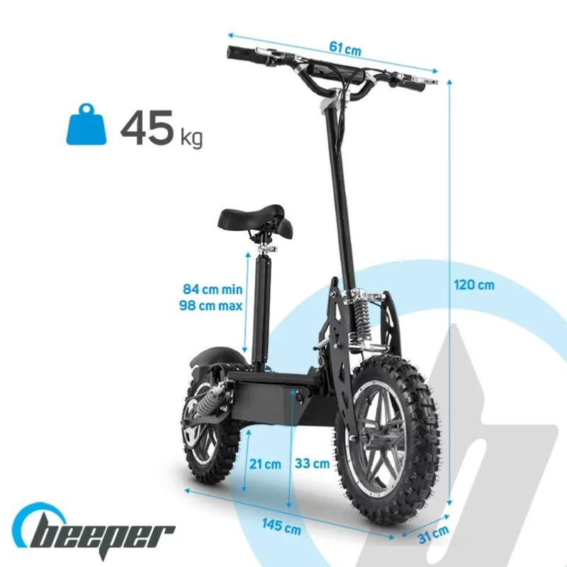 BEEPER - Trottinette Electrique Cavalier Tout terrain CROSS Avec Siège TROTTINETTE CROSS 1000W PLOMB