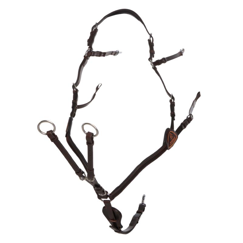ACAVALLO - Collier de Chasse Anatomique 5 Points en Cuir Italien COB NOIR