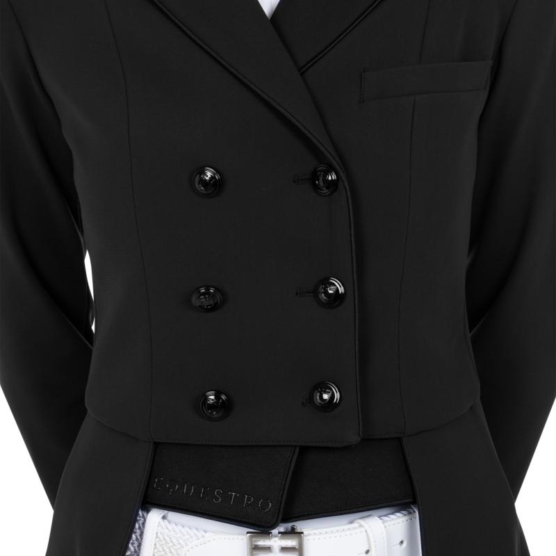 EQUESTRO - Veste de Dressage Longue en Stretch pour Concours, XXS FEMME NOIR