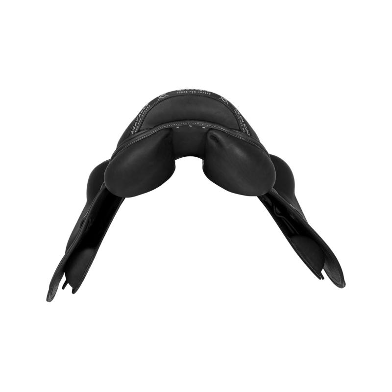 ACAVALLO - Selle Obstacle Doublée veau Semie creuse GUTTUSO arcade réglable 16 POUCES NOIR