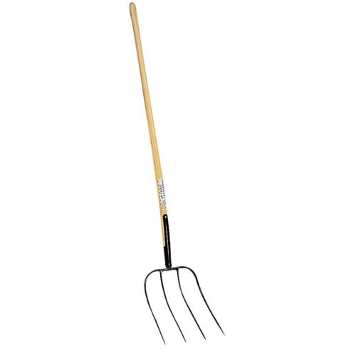 LA GEE - Fourche à fumier XL en métal 4 dents avec manche