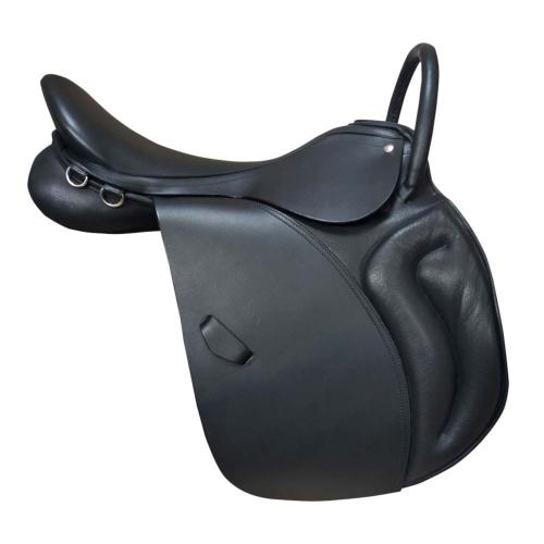 SULEX - Selle anglaise Éducative cuir avec Poignée rigide 18 pouces 