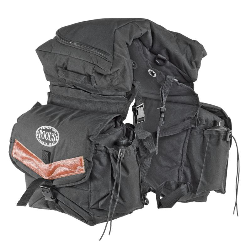 POOL'S- Sacoches Randonnée 3 Compartiments en Toile Imperméable NOIR